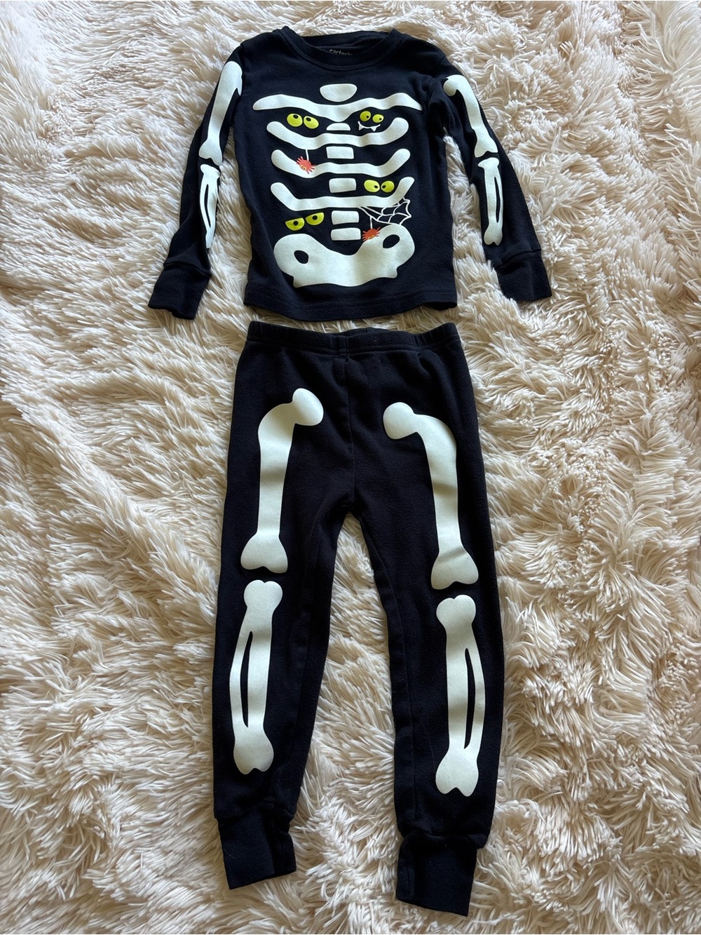 Kids Black Glow Skeleton Costume Two-Piece Set - Brand: